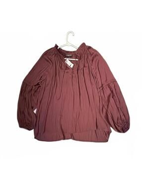 NEW Lane Bryant Satin Boho Blouse in Maroon - 28